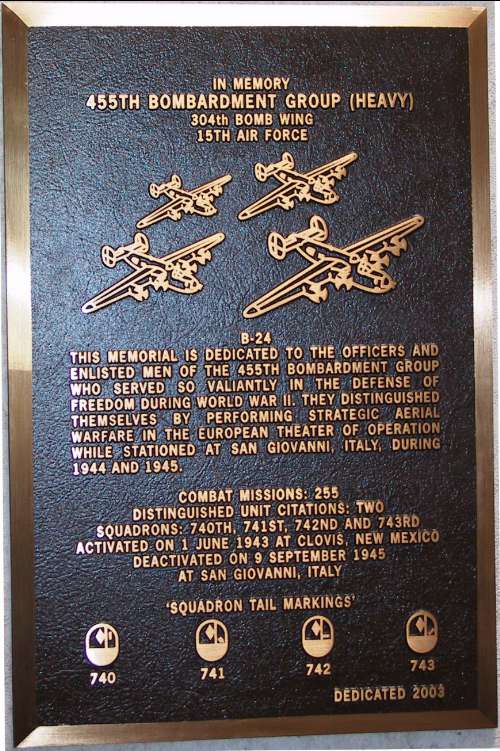 455th BG Plaque
